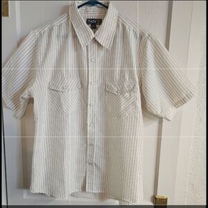 Men's MST Pearl Snap Striped White Short Sleeved Shirt
